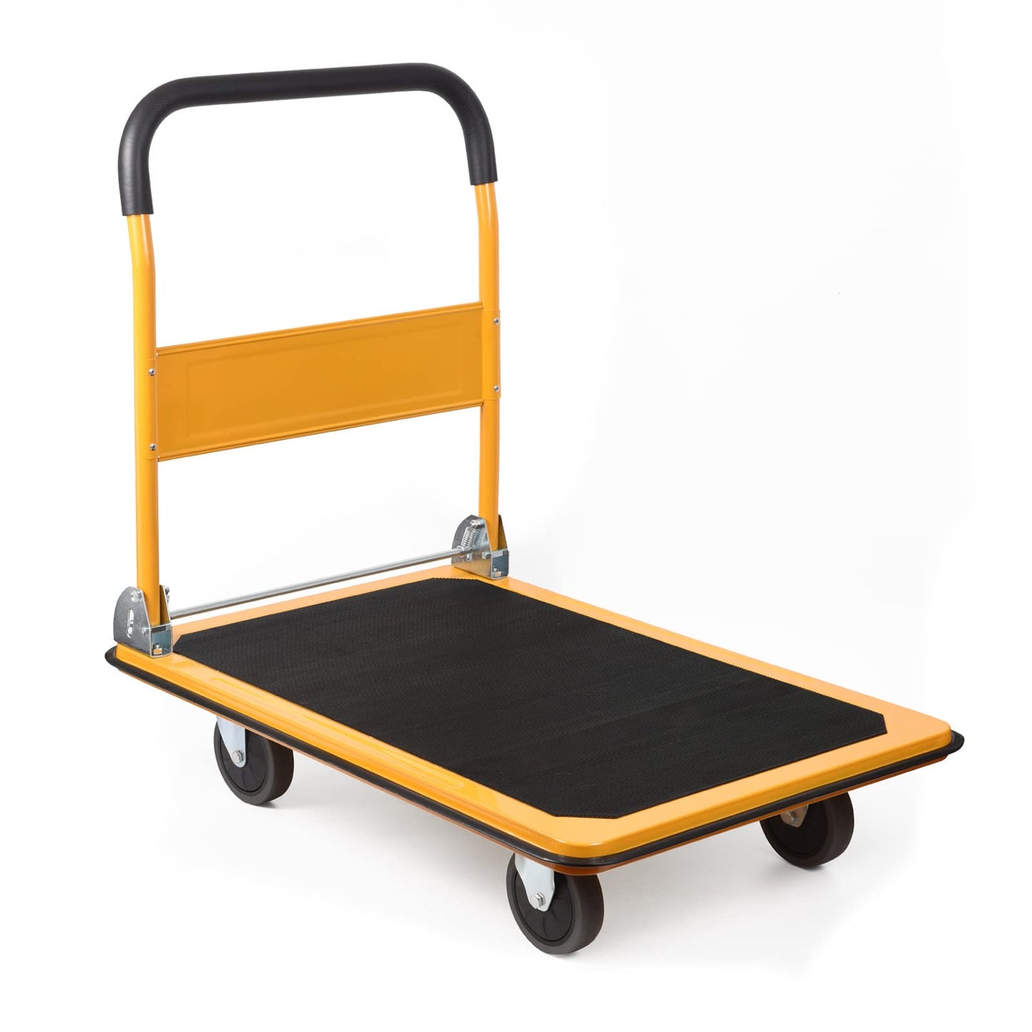 LEADALLWAY Platform Truck Large Size 880lbs Heavy Duty Foldable Push Cart 35.8x24x34.3inches Yellow