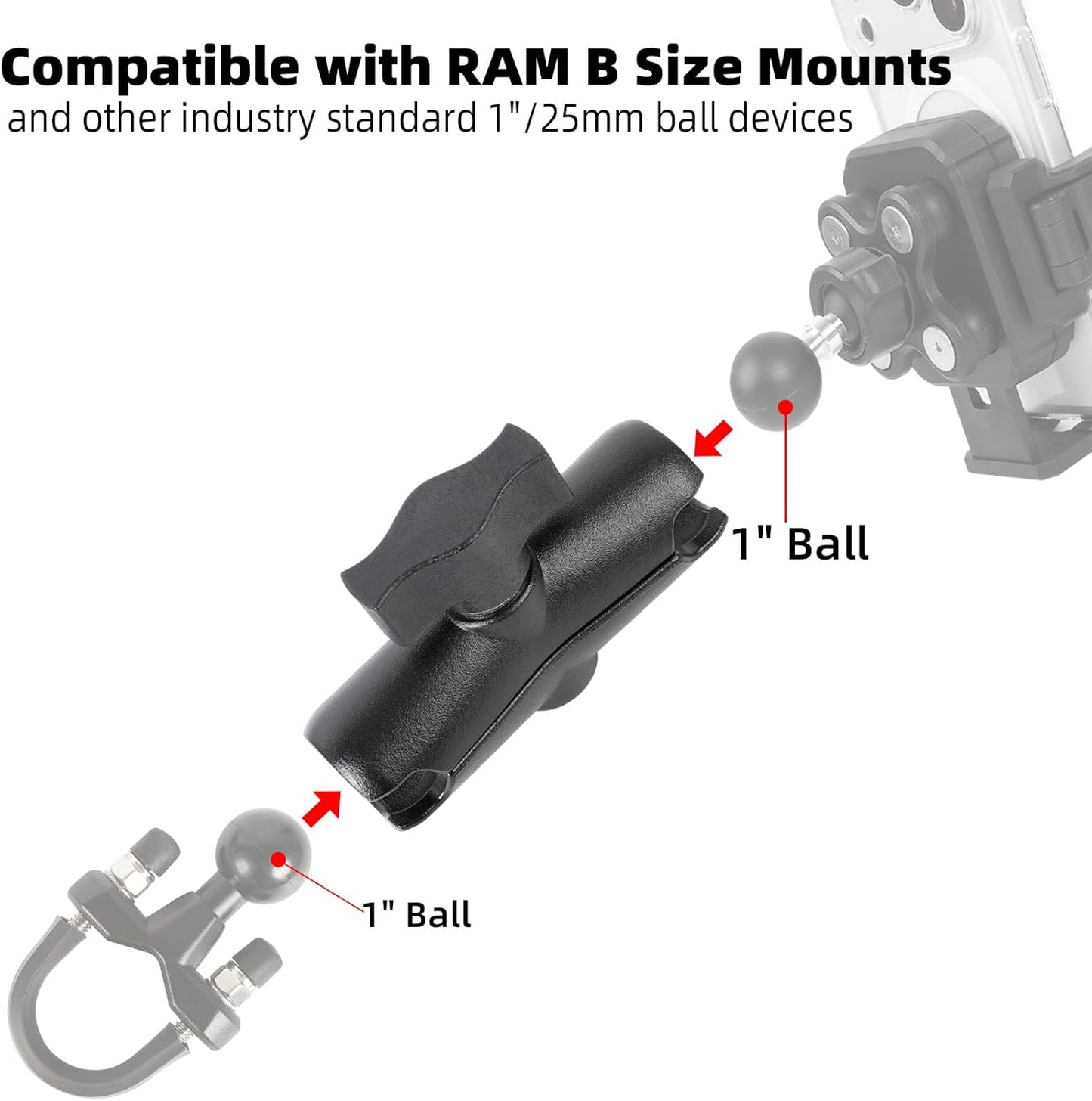 FPN 1" 1" (3.54" Aluminum Alloy Double Socket Arm Compatible with RAM Mounts B Size Ball Components, Fits Industry All