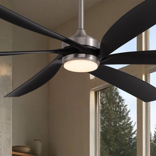 Nuoqiso 64 Inch Ceiling Fans with Lights,Indoor and Outdoor Modern Ceiling Fans with Lights and Remote,3-Color Light 6-Speed Timing Reversible DC Motor for Bedroom,Living Room,Patio and Kitchen