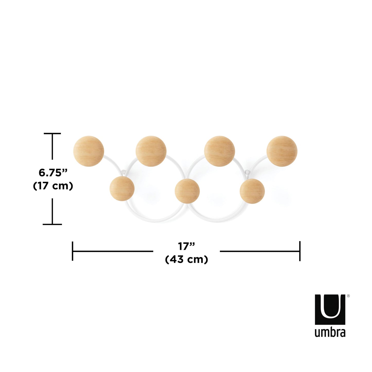 Umbra Dotsy Hanger with 7 Hooks, White/Natural