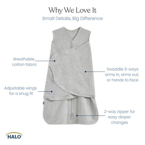 HALO Sleepsack Swaddle - 100% Cotton 3-Way Adjustable Wearable Blanket | Campsite, Newborn 0-3 Months