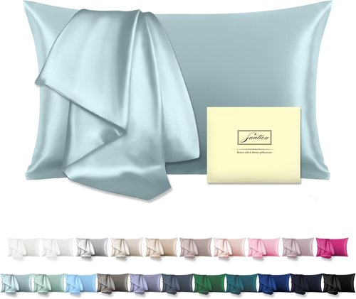 Mulberry Silk Pillowcase - Soft & Breathable for Hair and Skin | Standard 20" x 26" - Haze Blue