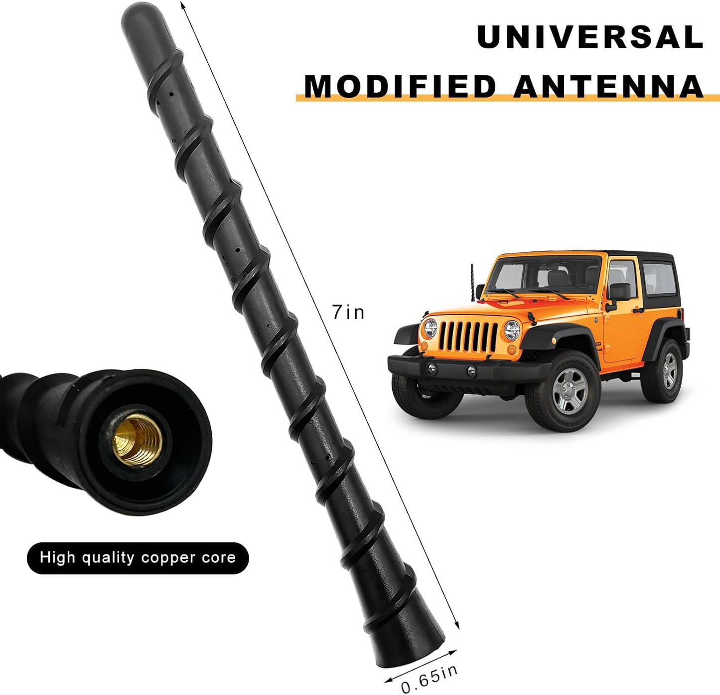 ZNDAW 7 Inch Car Spiral Antenna, Flexible Rubber Antenna Mast with Threaded Adapters, Waterproof Roof Mount Vehicle