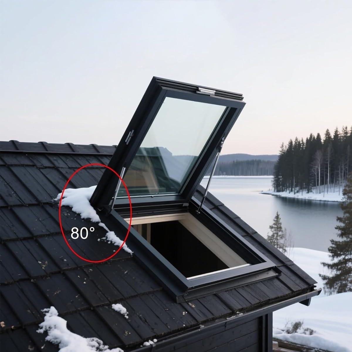 Skylight Windows for House Roof with Double Layer Tempered Glass, Roof Lighting Well Window for Indoor Attic, Aluminium Window Cover for Garage/Basement/Loft/Dark Room(31x14 W*H)