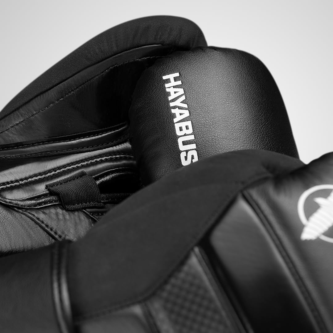 Hayabusa T3 Boxing Gloves for Men and Women Wrist and Knuckle Protection, Dual-X Hook and Loop Closure, Splinted Wrist Support, 5 Layer Foam Knuckle Padding - Black, 16 oz