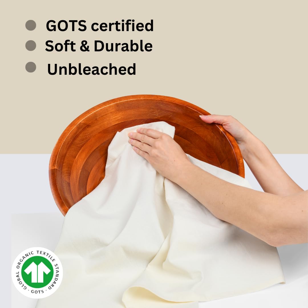 SALT PLATEAU Organic Flour Sack Towels - 8 Pack, 27x27 inch, Natural, Unbleached, Lint-Free, White, Kitchen Towels