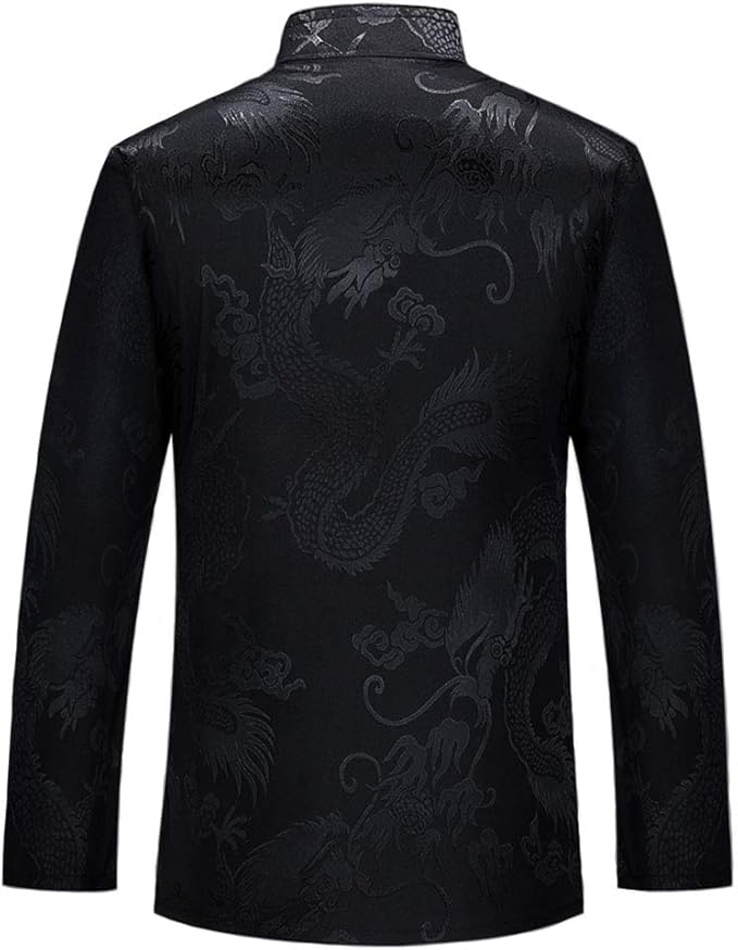 wecotton Tang Suit Men Hanfu Chinese Traditional Clothes Kung Fu Shirt Uniform Long Sleeved Coat Tops and Pants