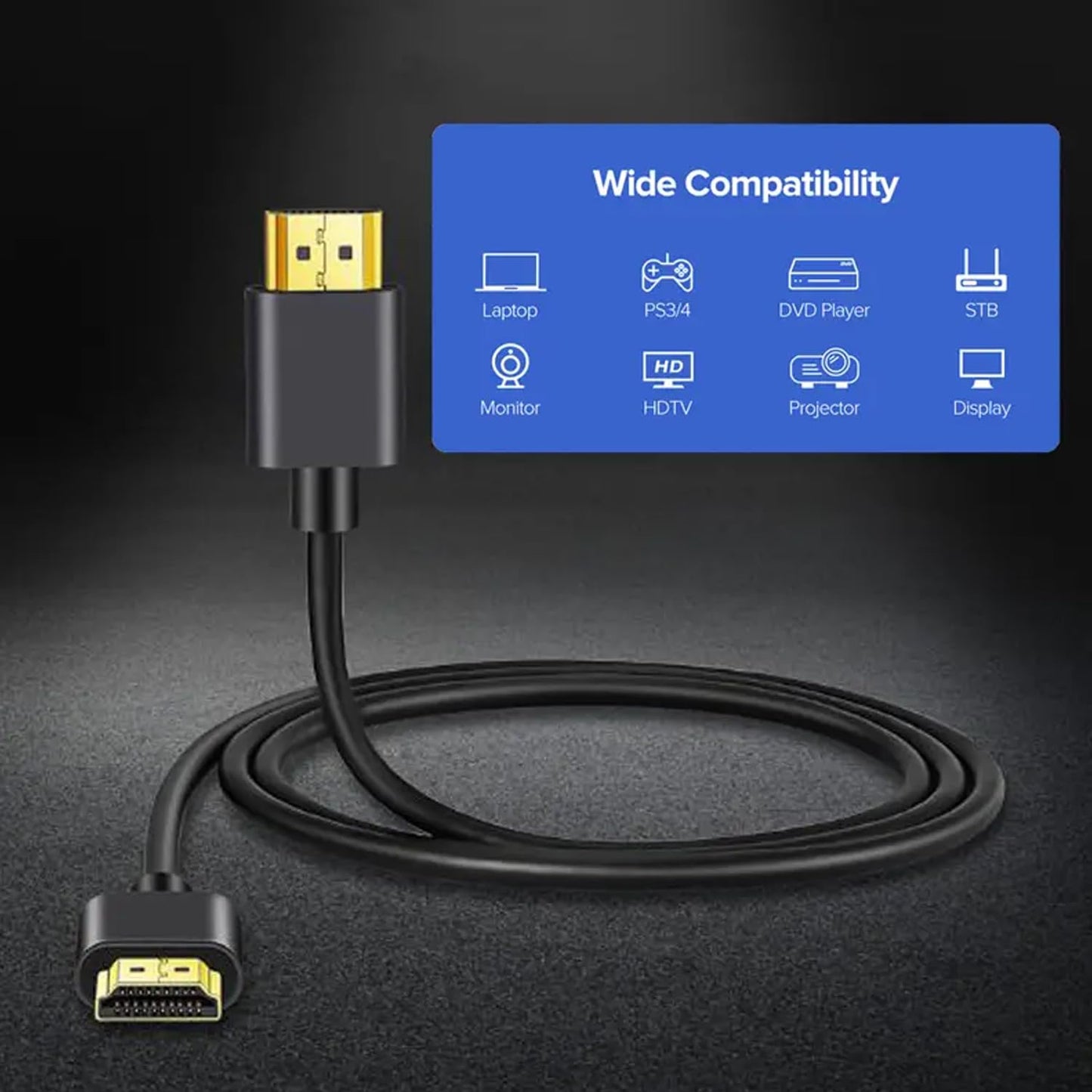 Generic 4K 2.0 3.3ft (1m), 18Gbps, 60Hz, 2160p, High-Speed HDMI Cable UHD Deep Color, Male-to-Male, Ethernet & ARC