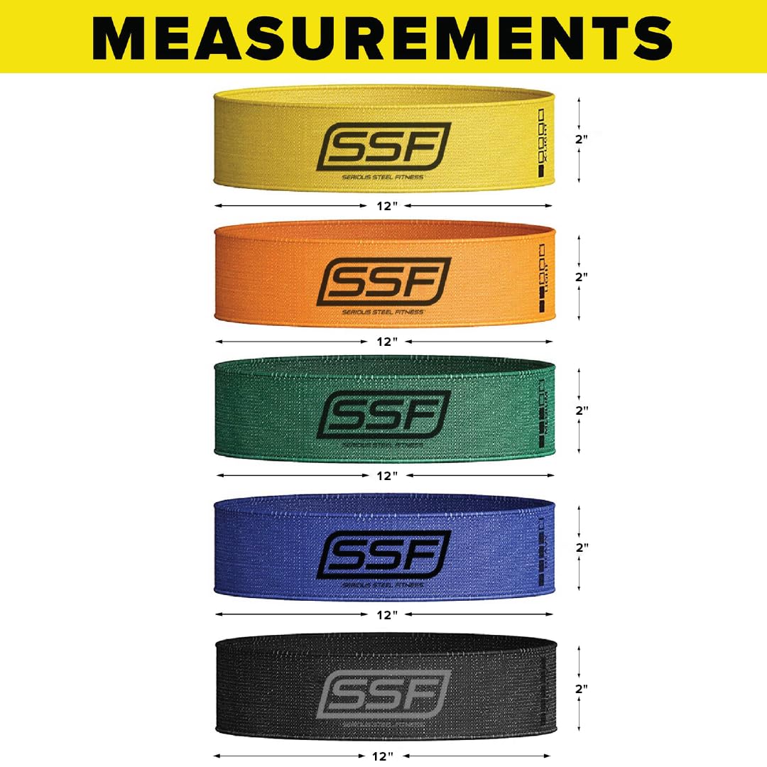 Serious Steel Fitness Fabric Mini Loop Non-Slip Resistance Band Set, Warm-Up, Physical Therapy, Glute Training, Speed and Agility Exercise Bands (Multi-Colored Set)