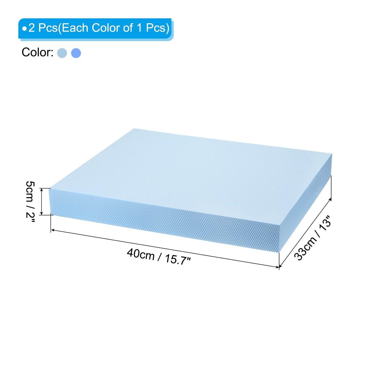 PATIKIL Balance Pad 15.7x13x2 Inch, 2 Pack Non-Slip TPE Foam Pad Cushion Exercise Yoga Mat Knee Pad for Fitness Stability Core Training Stretching, Sky Blue/Pale Blue