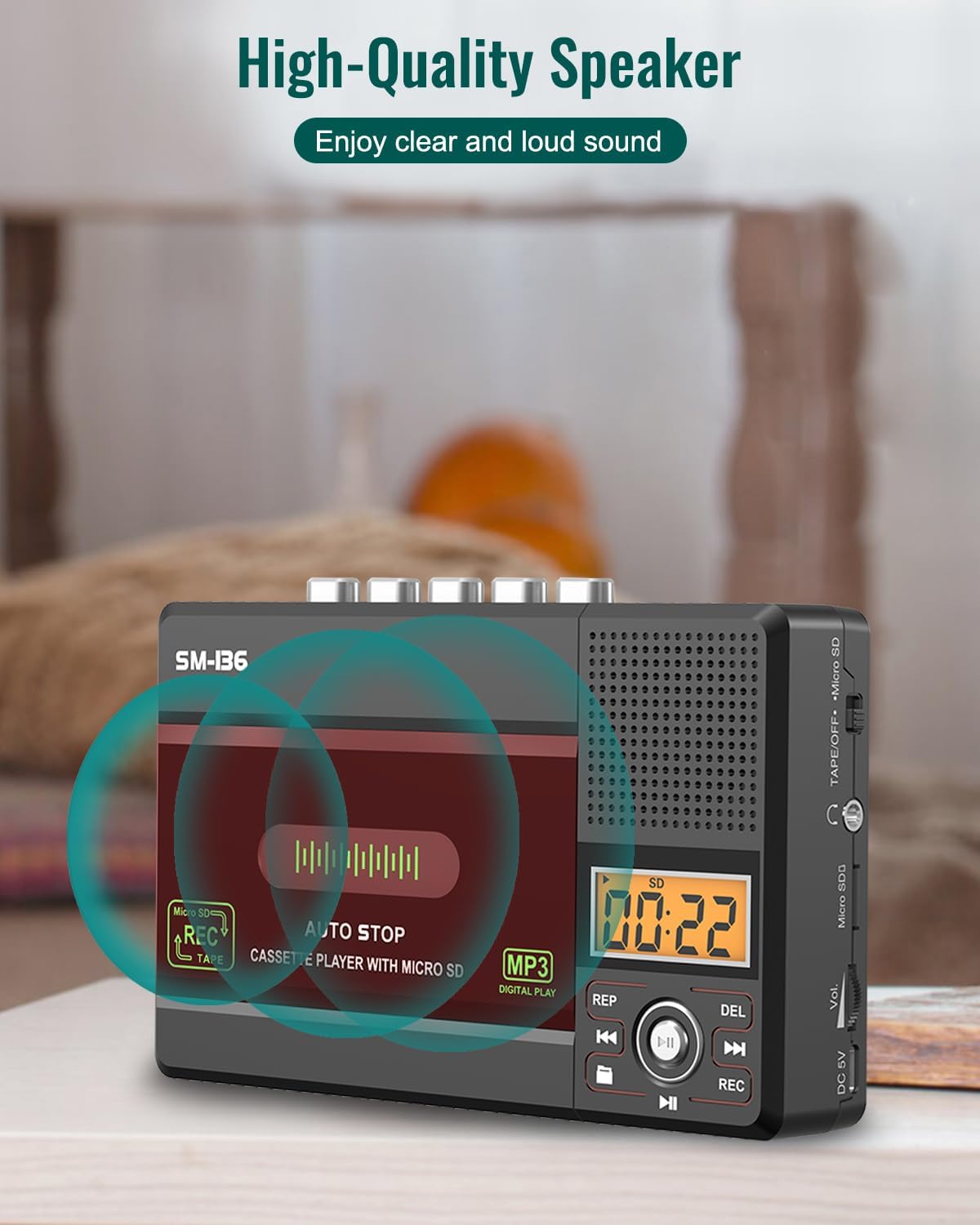 Cassette Cassette MP3 Cassette/Computer/SD 16GB SEMIER Small Tape Player, USB C or SD Card Audio to Digital Converter