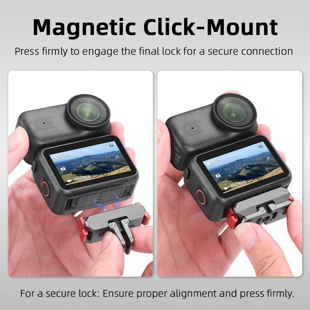 DFTIM 6 1/4" Action Adapter Mount, Aluminum Alloy Quick Release Magnetic for DJI Osmo Nano, Foldable Magnetic Expansion