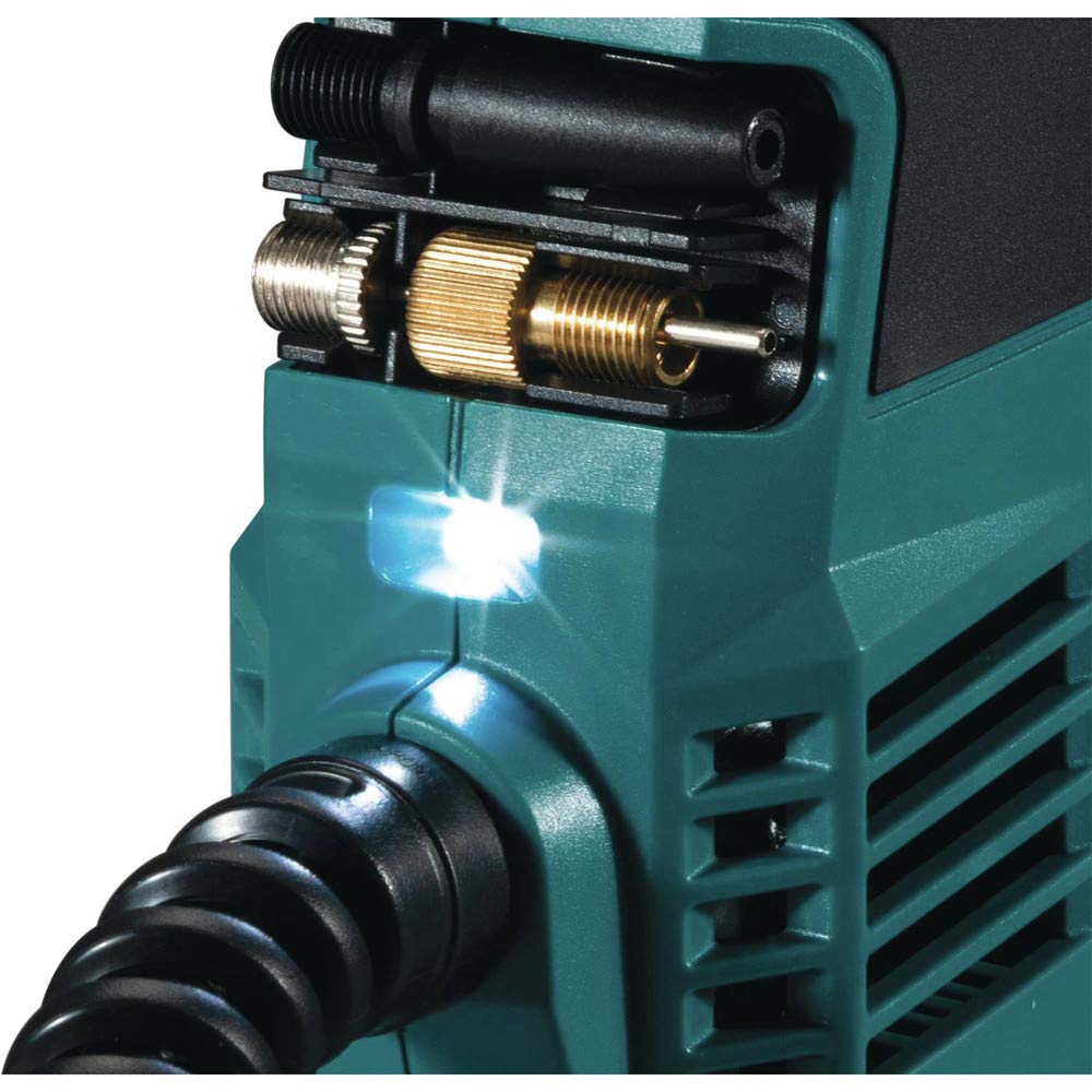 Makita DMP180ZX 18V LXT® Lithium-Ion Cordless Inflator, Battery Powered, Tool Only(battery and charger not included);Presta valve adapter;Sports ball needle;Tapered adapter, Teal