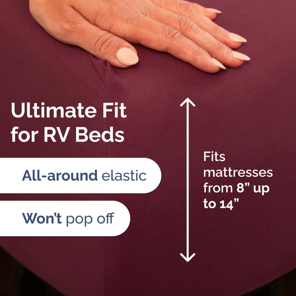 Skiennix Short Queen Size 4-Piece Sheet Set - Soft, Breathable & Cooling Bedding - Deep Pockets - Oeko-Tex Certified - Burgundy