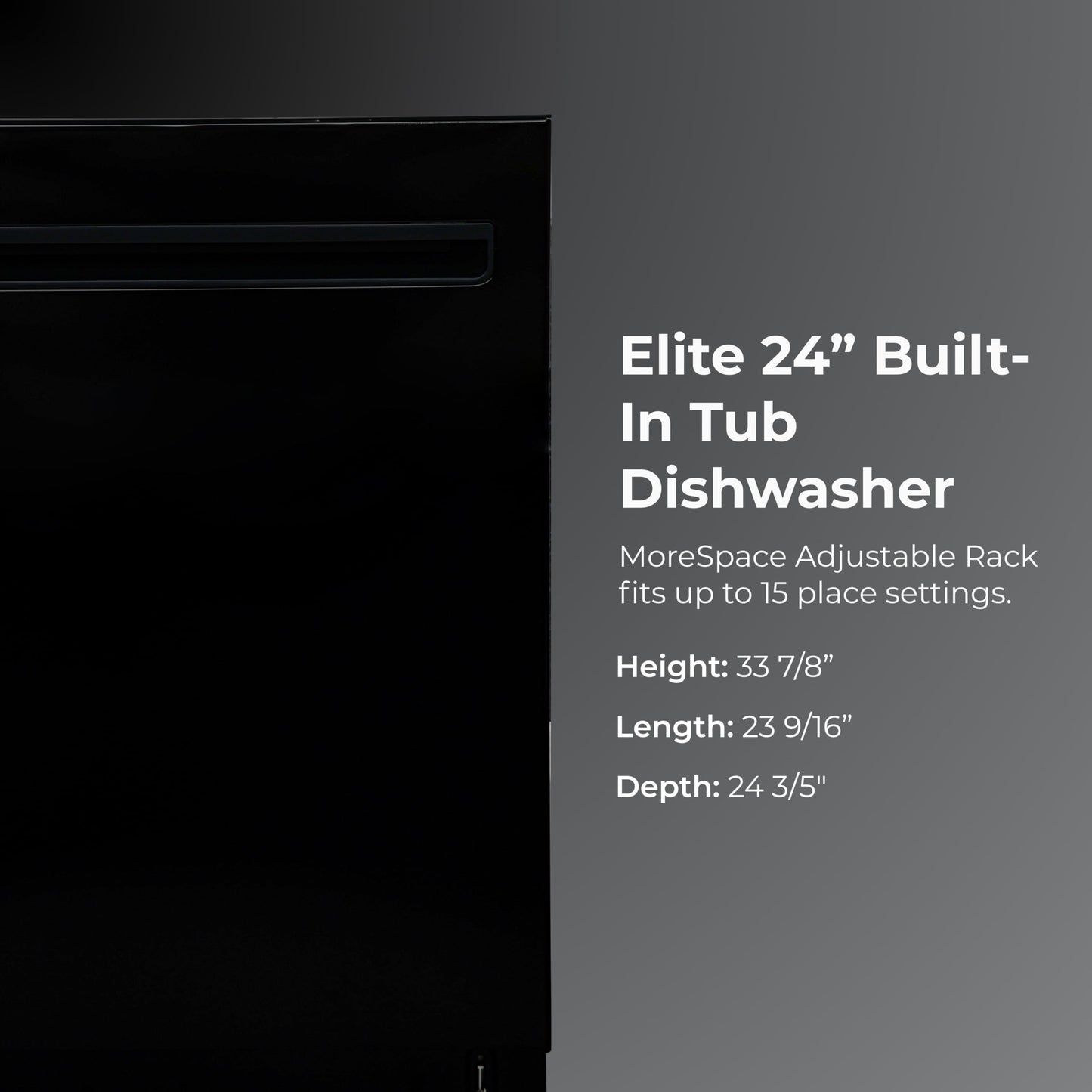 Kenmore 22-14699 Elite 24" Built-In Dishwasher - UltraWash Plus, TurboDry, QuietWash, SmartWash & TurboFlex Third Rack - 15 Place Settings - 42 DBA - ENERGY STAR Certified - 24" - Black