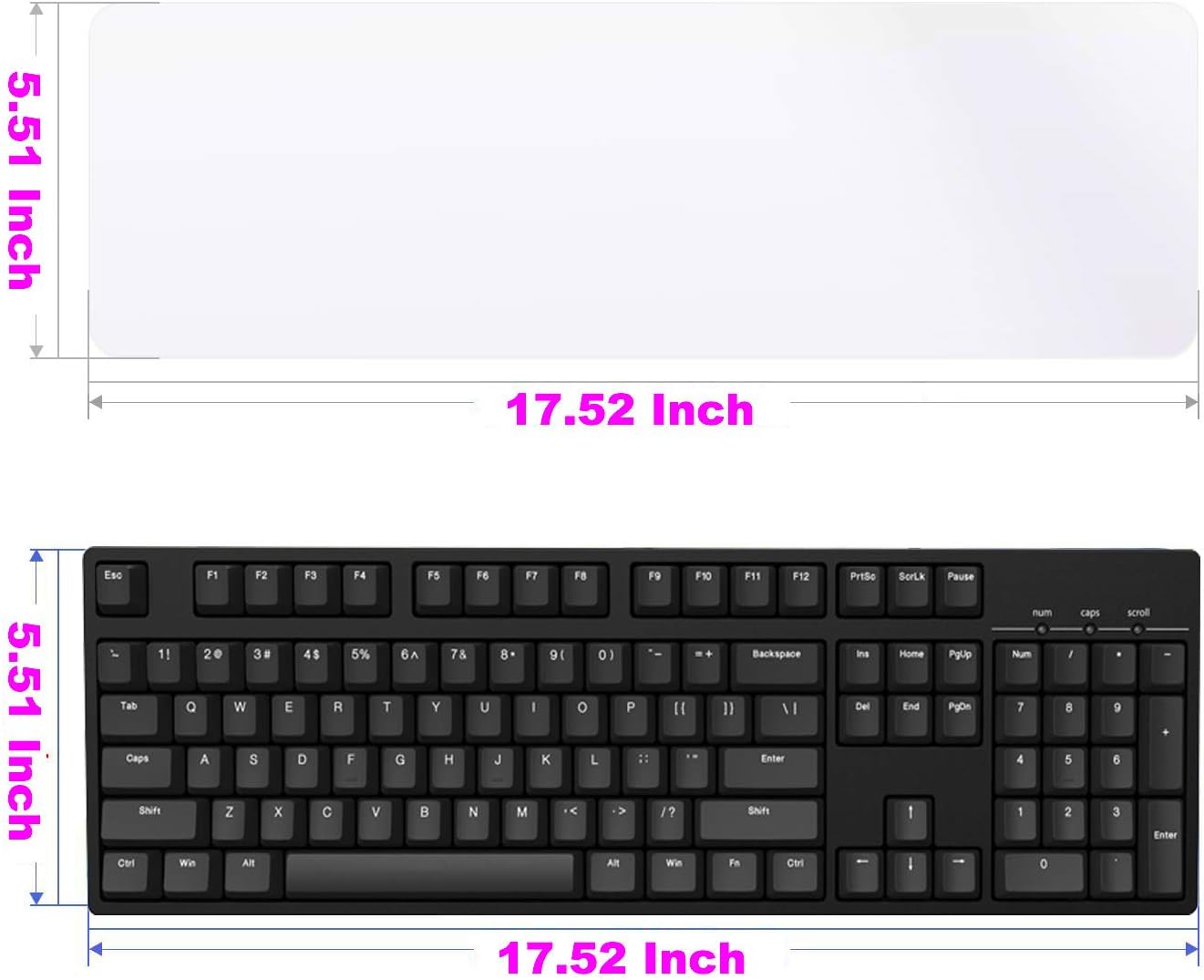 MUBUY-GOL (17.52" 5.51"), Universal Keyboard Cover Skin for Standard Size PC Computer Desktop Keyboards x Clear