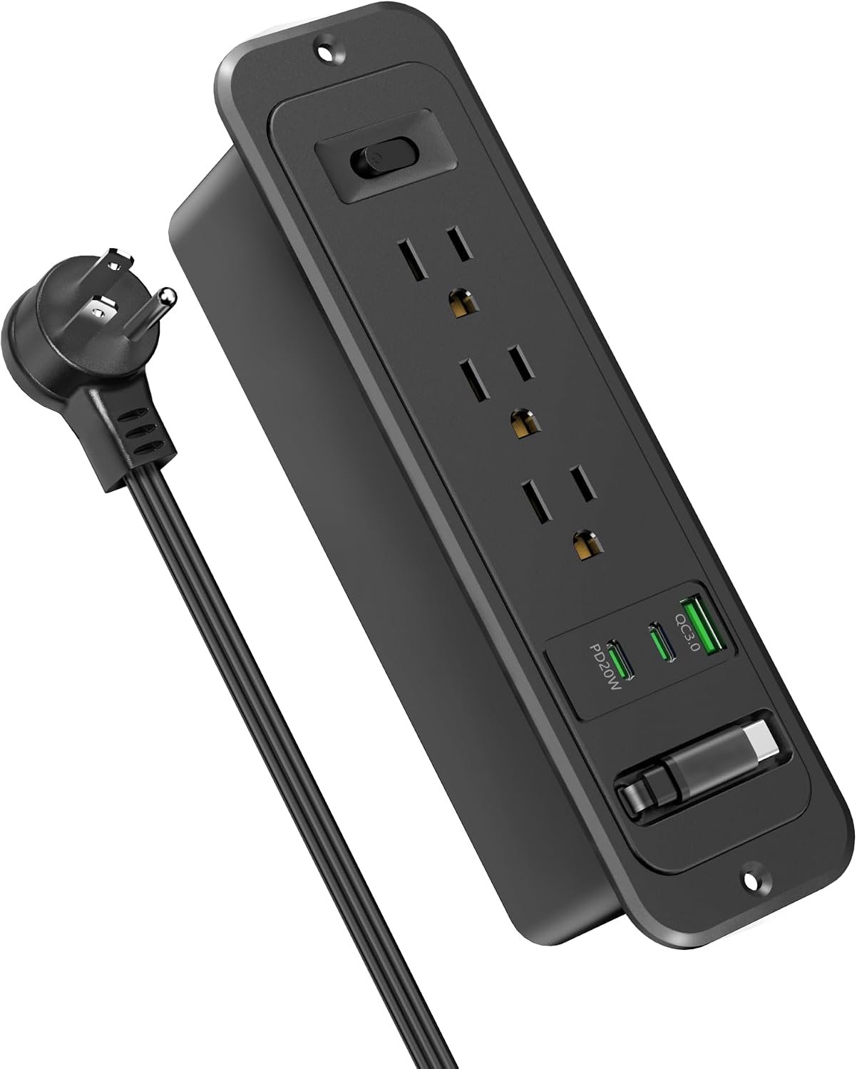 Jgstkcity Cable,2 20W Countertop Table,3 6FT-20W Recessed Power Strip with Retractable USB C PD USB C,Flush Mount