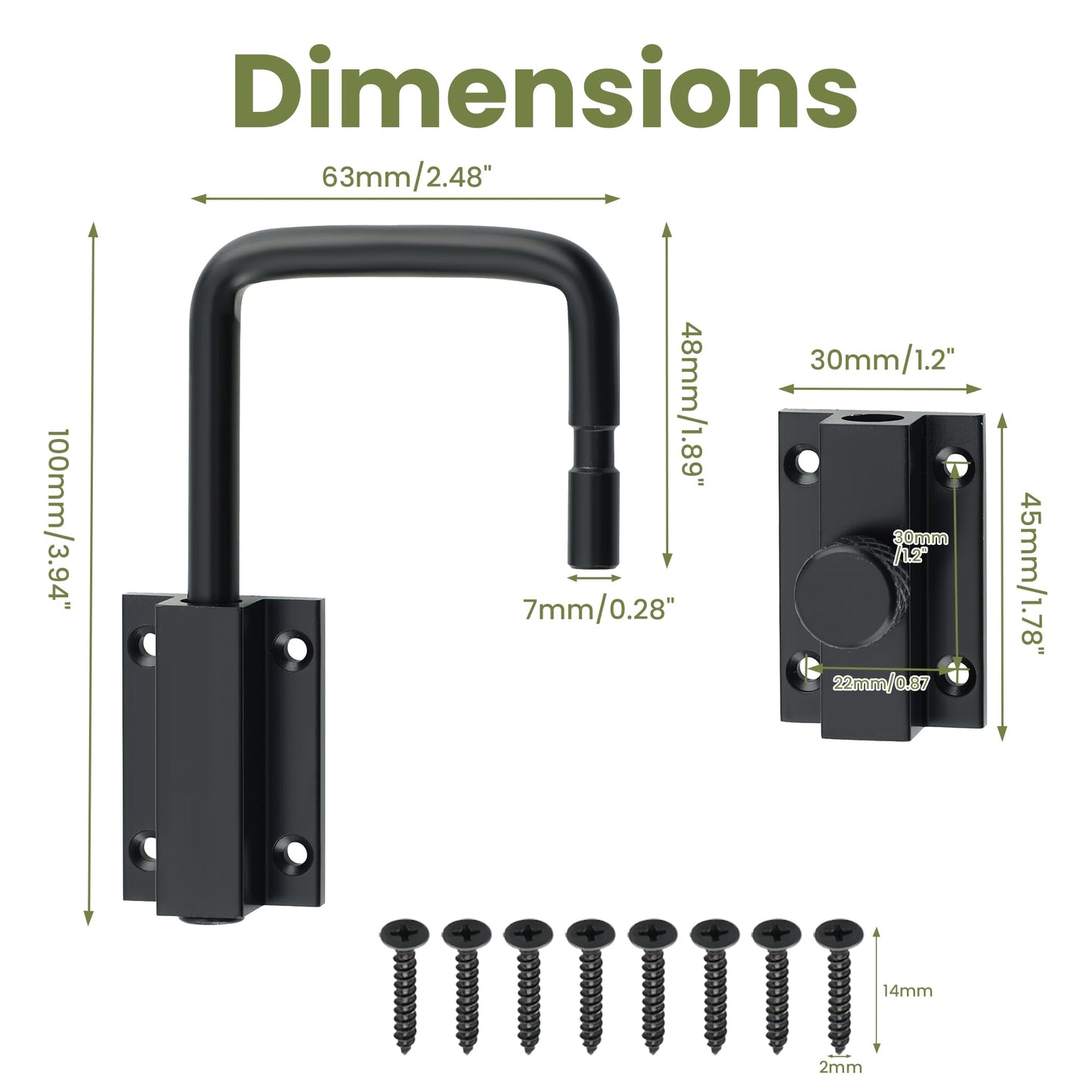 Alise 4 Inch U-Bolt Door Loop Lock, 90/180 Degree Heavy Duty Security Door Latch, Black Anti-Theft Privacy Bolt Lock, Door Hardware for Bedroom,Apartment, Interior Door, Barn Door, Fence Gate