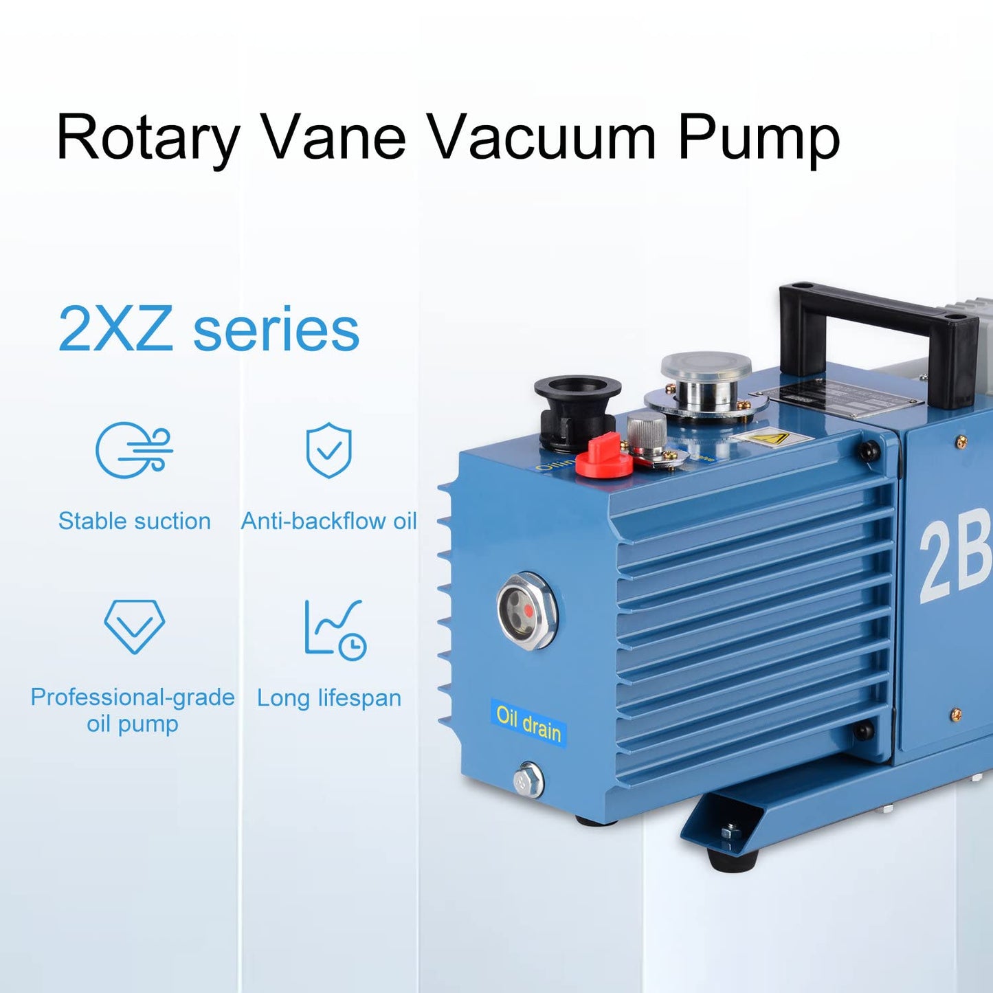 stonylab Two Stage Rotary Vane Vacuum Pump, 2L/s Flow Rate (4.24 CFM), 0.8L Oil Capacity, for Lab/Industrial Use, 110V