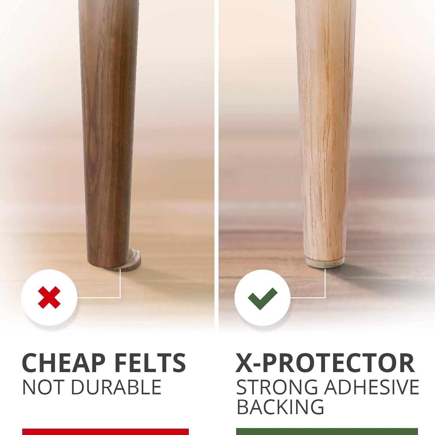 X-PROTECTOR Felt Furniture Pads - Premium 133 PCS Set for Wood Floor Protection | Brown & Beige