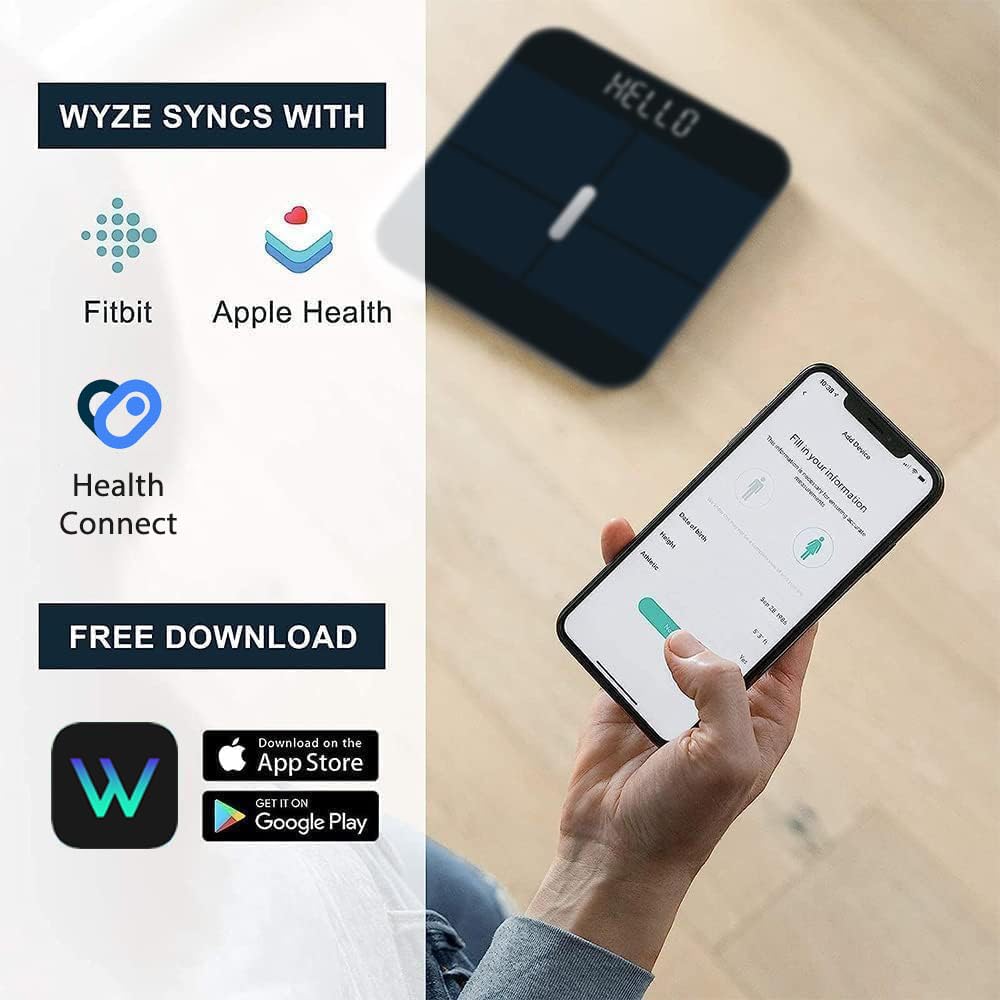 Wyze Smart Scale X - Digital Bathroom Scale for Body Weight, BMI, Body Fat, Muscle Mass, Heart Rate Monitor | Sync with Health Apps | for People, Baby & Pet, 400 lbs (Black)