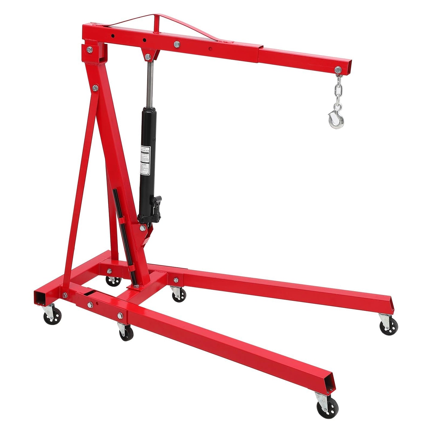 EliteEdge 2 Ton Engine Hoist, Folding Cherry Picker Engine Hoist with Lever, 6 Casters, 4400lbs Hydraulic Engine Crane, Heavy Duty Shop Cherry Picker for Garage and Workshop Engine Lifting