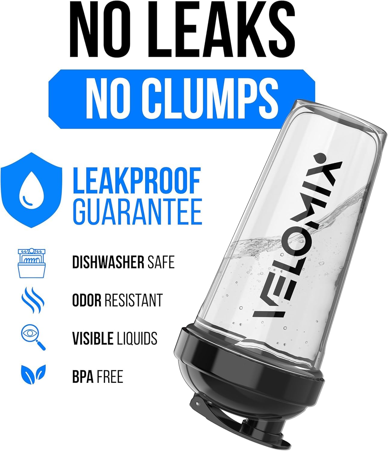 VELOMIX -6 PACK- 28 oz Protein Shaker Bottle for Protein Mixes -6x Wire Whisk | Leak Proof Shaker Cups for Protein Shakes | Large, Stackable Protein Shaker Bottle Pack