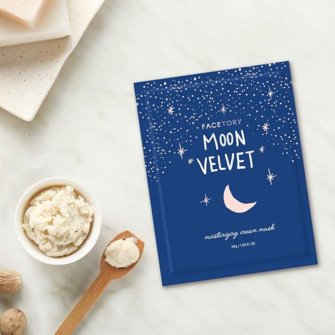 FACETORY FaceMasks Mask Skin Care ??MOON VELVET Face Masks Skin Care with Sodium Hyaluronate & Shea Butter | Face Mask Spa Moisturizing Treatment (10 Pack)