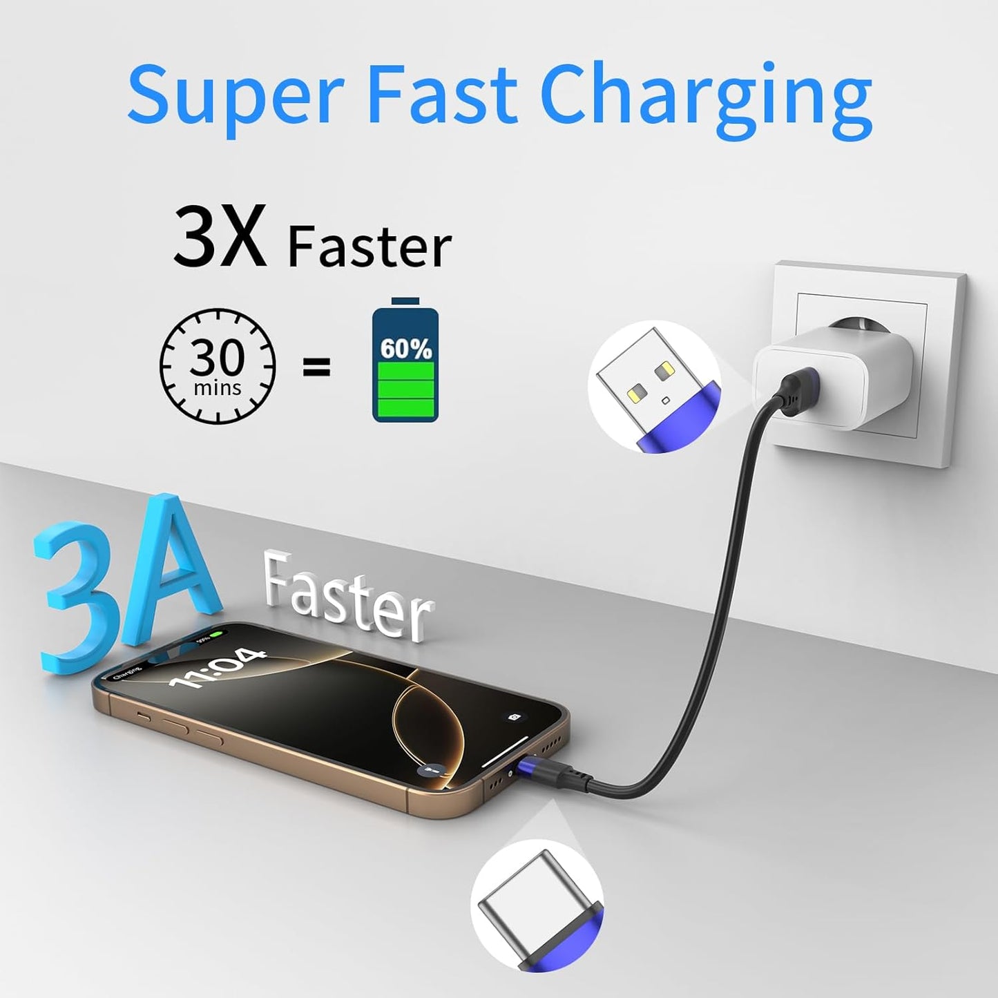 Bkduice 6 inch 10 Pack, Multipack 0.5ft 16 15 S24 S23 S20 S10 S9 20 10 9 Short USB C Cable Bulk Short USB A to USB C