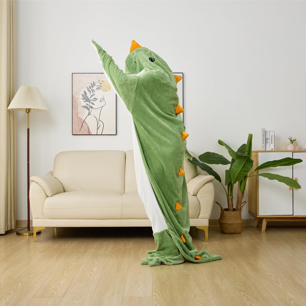 Wearable Dinosaur Blanket Animal Sleeping Bag Super Soft Warm Cozy Flannel Fleece - Cosplay Dinosaur Gifts (XS Fit for Height 3'9"-4'5")