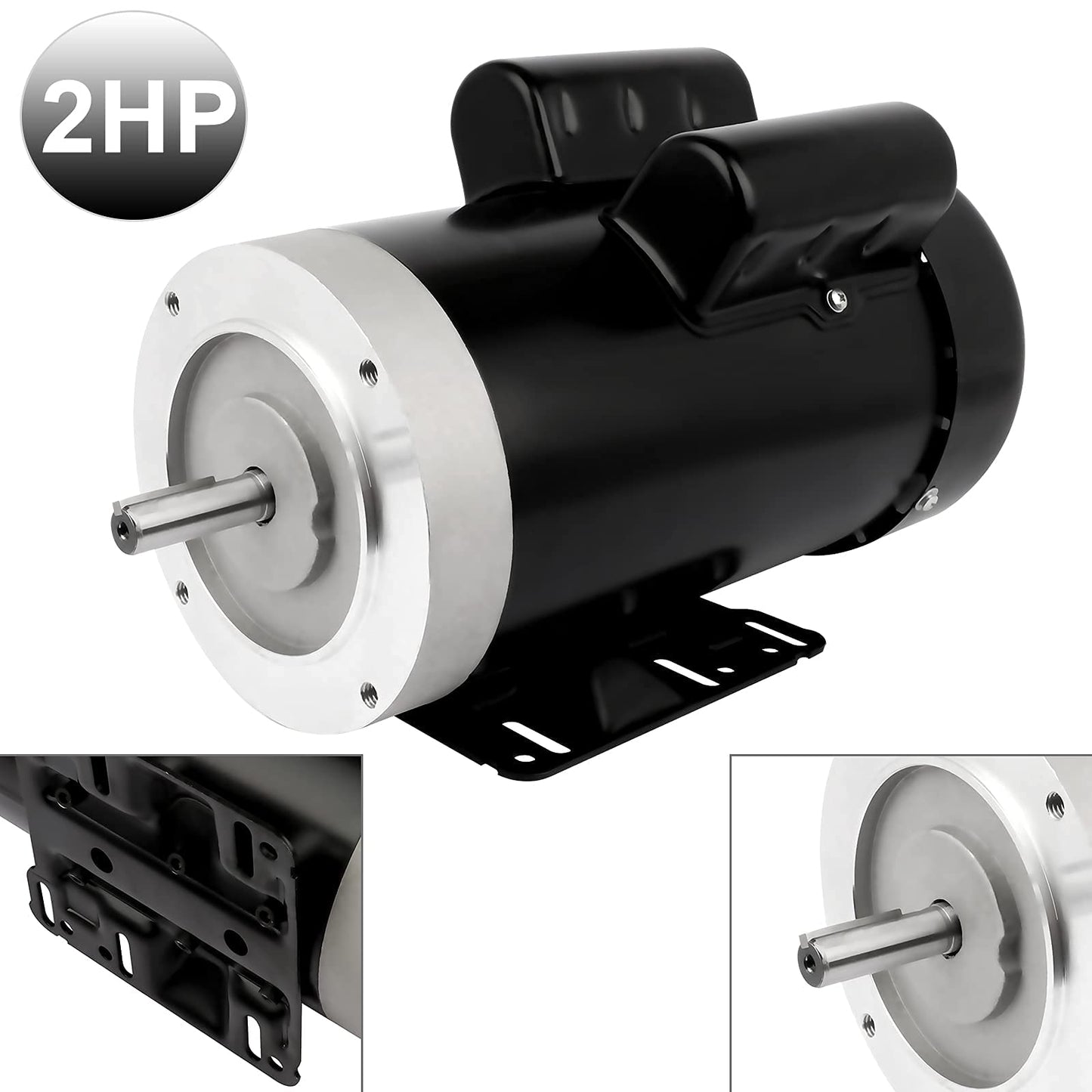 2HP Electric Motor 1750RPM General Purpose Single Phase Motor 115/230V 5/8" Shaft Diameter CW/CCW 60HZ TEFC