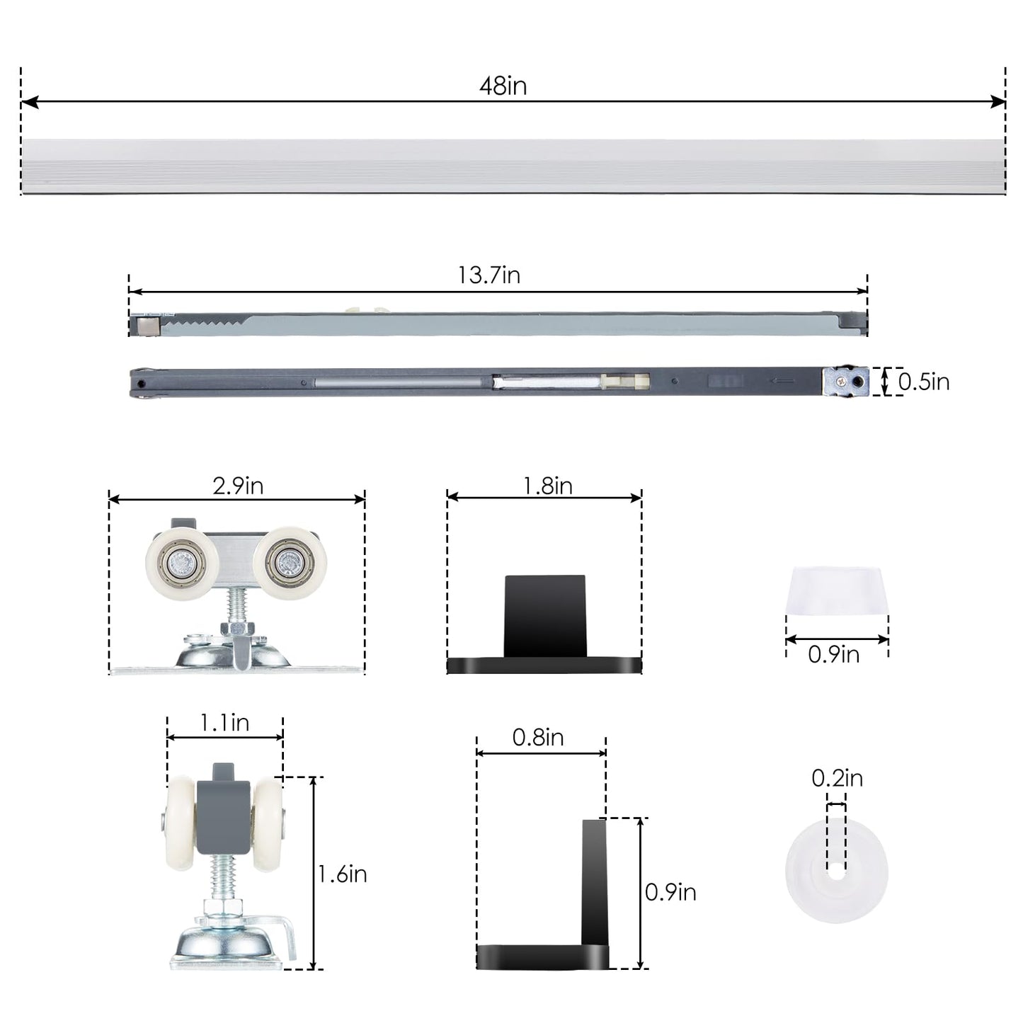 MaxxGeek 4FT/48in Sliding Pocket Door Hardware and Track Set,Soft Close Aluminum Box Sliding Door Rail Track Kit,Smoothly and Easy to Install,48" Track Kit for 23"-24" Wide Single Door