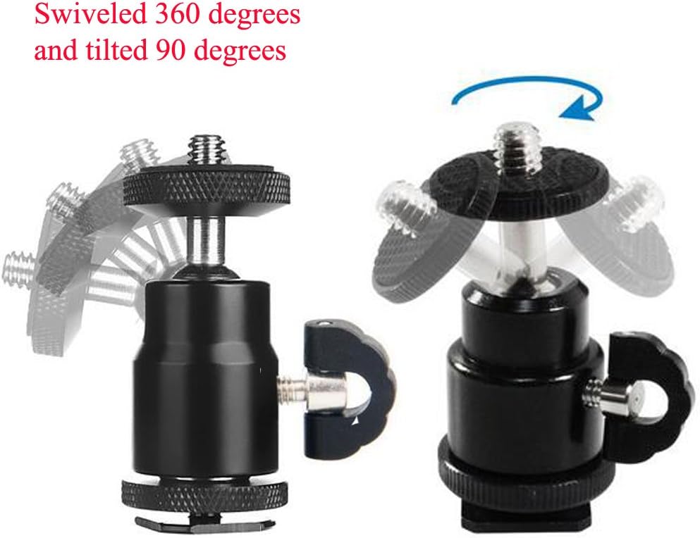 Walway 360 1/4" Hot Shoe Mount Adapter, Degree Screw Swivel Mini Ball Head Cradle Adapter for DSLR