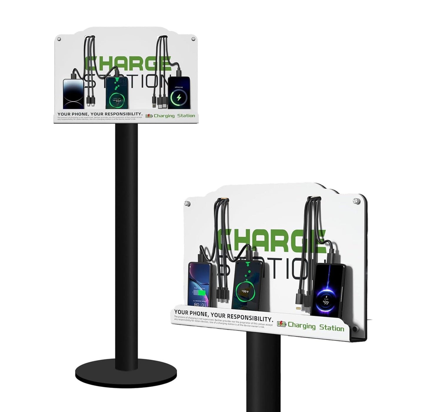 Floor Stand Cell Phone Charging Station Mobile Phone Charging Station | Fast Charging 8 Device | Compatible with Apple Tablets Android Port | Great for Offices Hotel Hospital Airport (White)