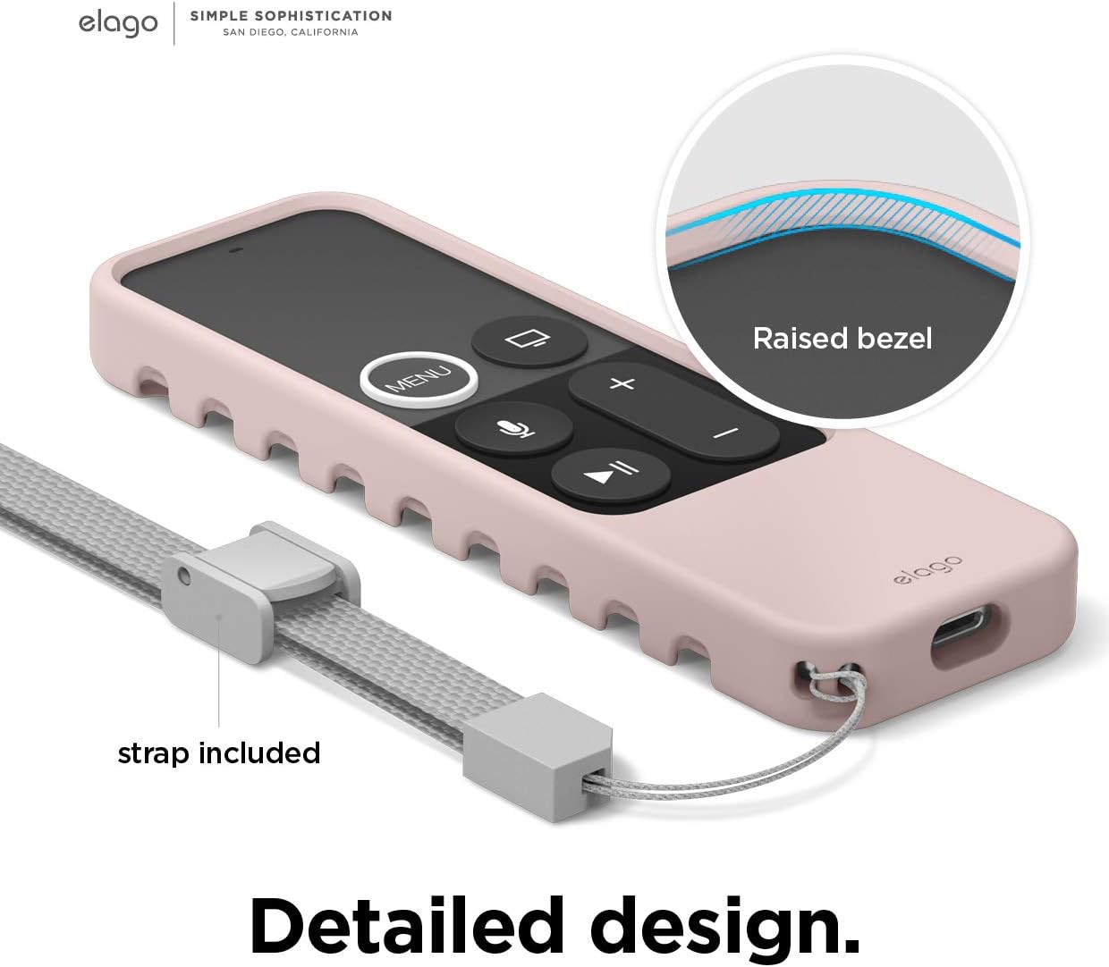 elago R3 1st Protective Case Compatible with Apple TV Siri Remote Generation (Sand Pink) - Extra Protection, Durable
