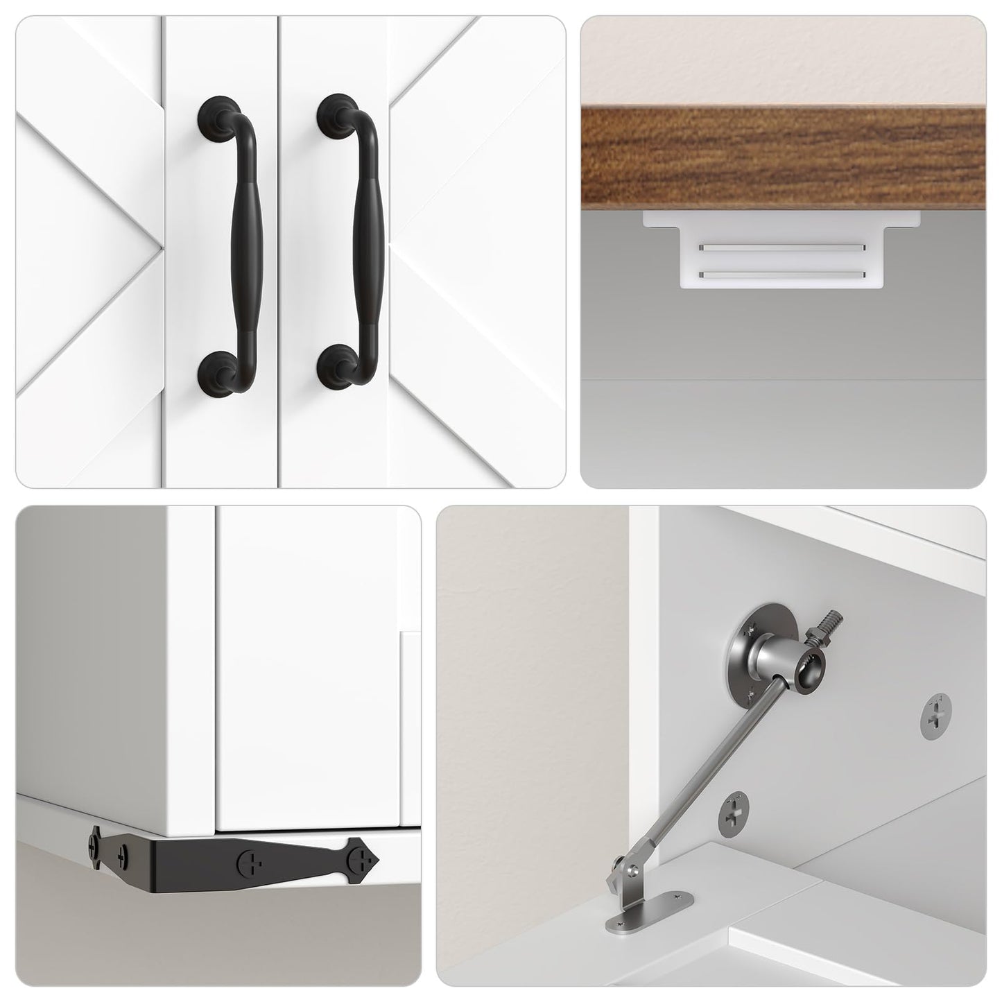 HOOBRO Farmhouse Wall Mounted Cabinet with Adjustable Shelf, Medicine Cabinet with Flip-Down Door, Over The Toilet Bathroom Organizer, for Small Bathroom, Kitchen, White and Walnut