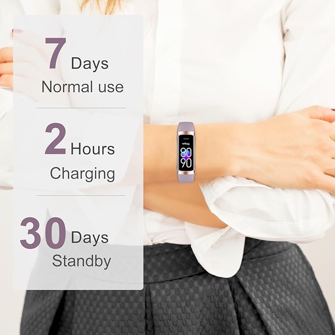 Fitness Tracker with 24/7 Heart Rate,Blood Oxygen Blood Pressure Sleep Monitor, Activity Trackers 5 ATM Waterproof,Step Calorie Counter Pedometer Health Smart Watch for Women Men Dusty Purple