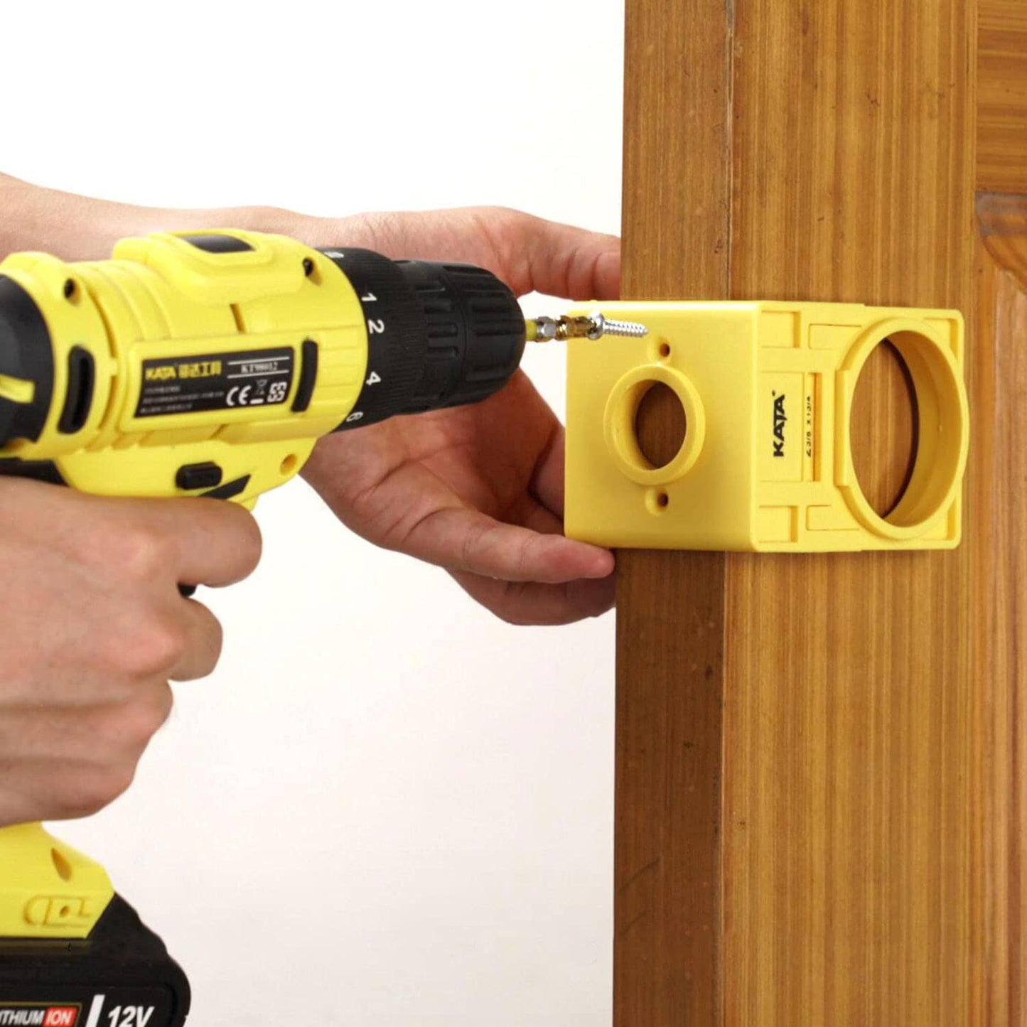 KATA 1-3/8" - 1-3/4" Door Lock Installation Kit for Wooden Doors with Guide Template, Door Lock Hole Saw, Carbon Steel