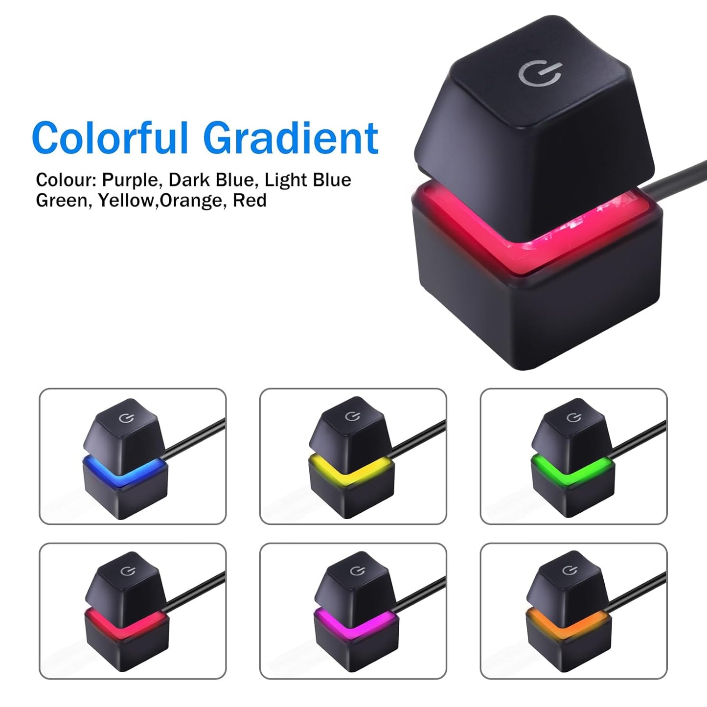 2M Reset 1.5cm Case-M20 External PC Power Switch with Cable, Mini Computer Power Button with Switch & RGB Gradient