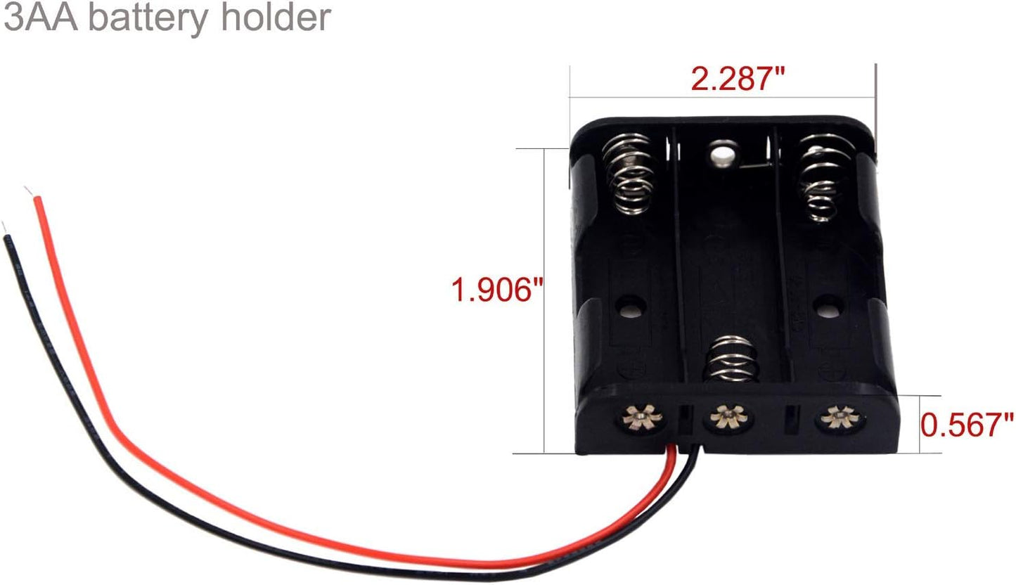 LampVPath (Pack 3 3 3 of AA Battery Holder with Leads, AA Battery Holder with Wires
