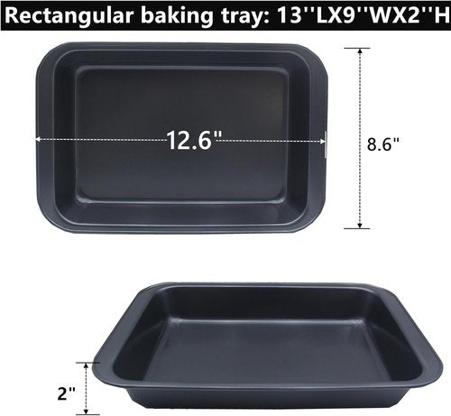 Heavy Duty Nonstick Baking Pan Set by [Brand Name] - 4 Pack Rectangle Carbon Steel | 12.6 x 8.6 Inch for Brownies, Lasagna & More
