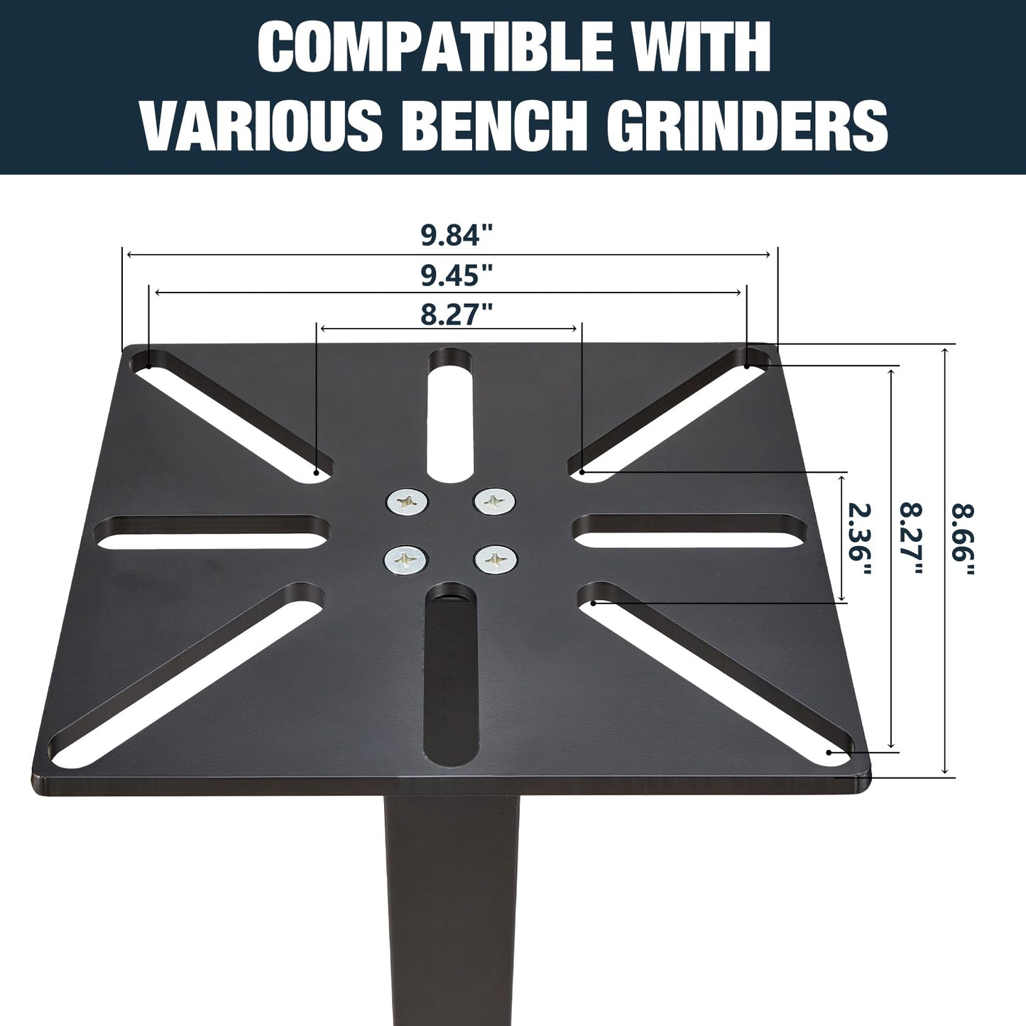 Krimocy Bench Grinder Stand, Mount Vise and Grinder Stand Pedestal with 9.85" x 8.66" Mounting Plate, Compatible with Most Bench Grinders