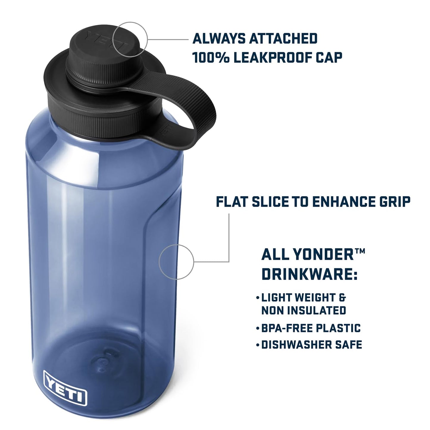 YETI Yonder 1.5L/50 oz Water Bottle with Yonder Tether Cap, Big Wave Blue