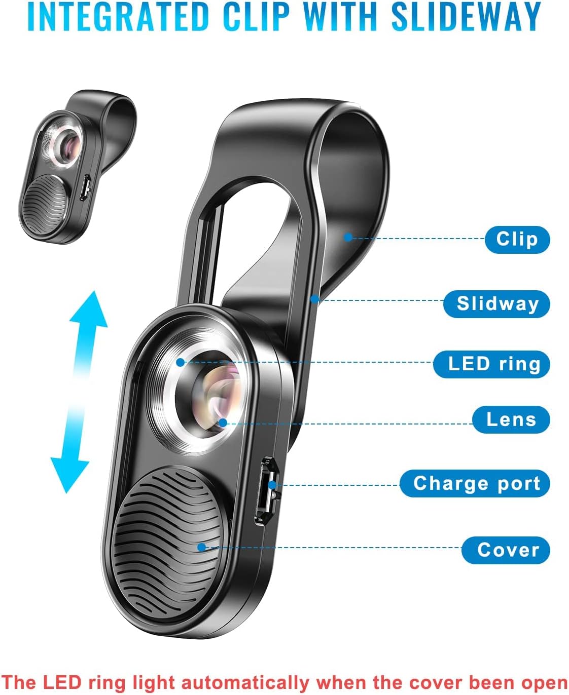 APEXEL 100x Nano Zoom Phone Micro Lens with LED Light for Smartphone - Pocket Microscope & Camera Lens Attachment