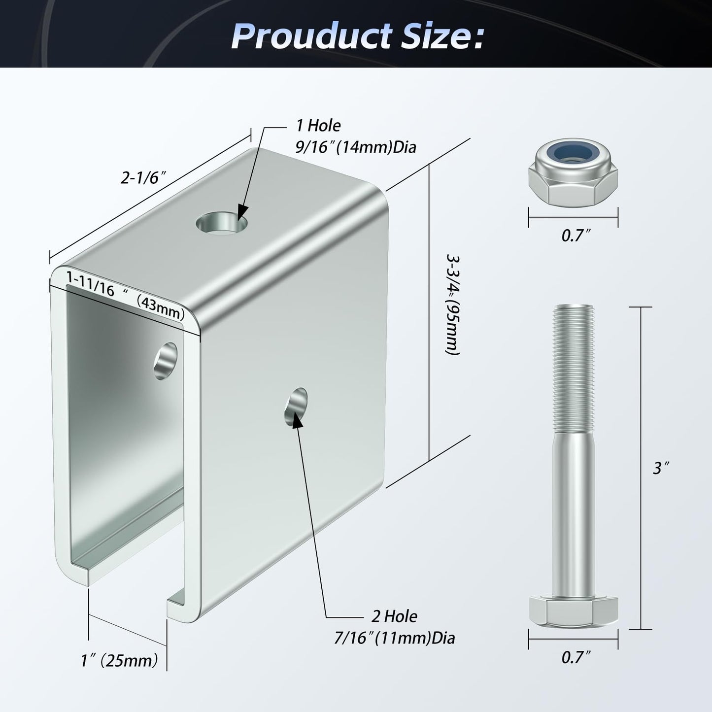SKTREX Strut Channel Connector Extend Bracket Connection for use with 1-5/8" Wide and 1-5/8" Height Strut Channel