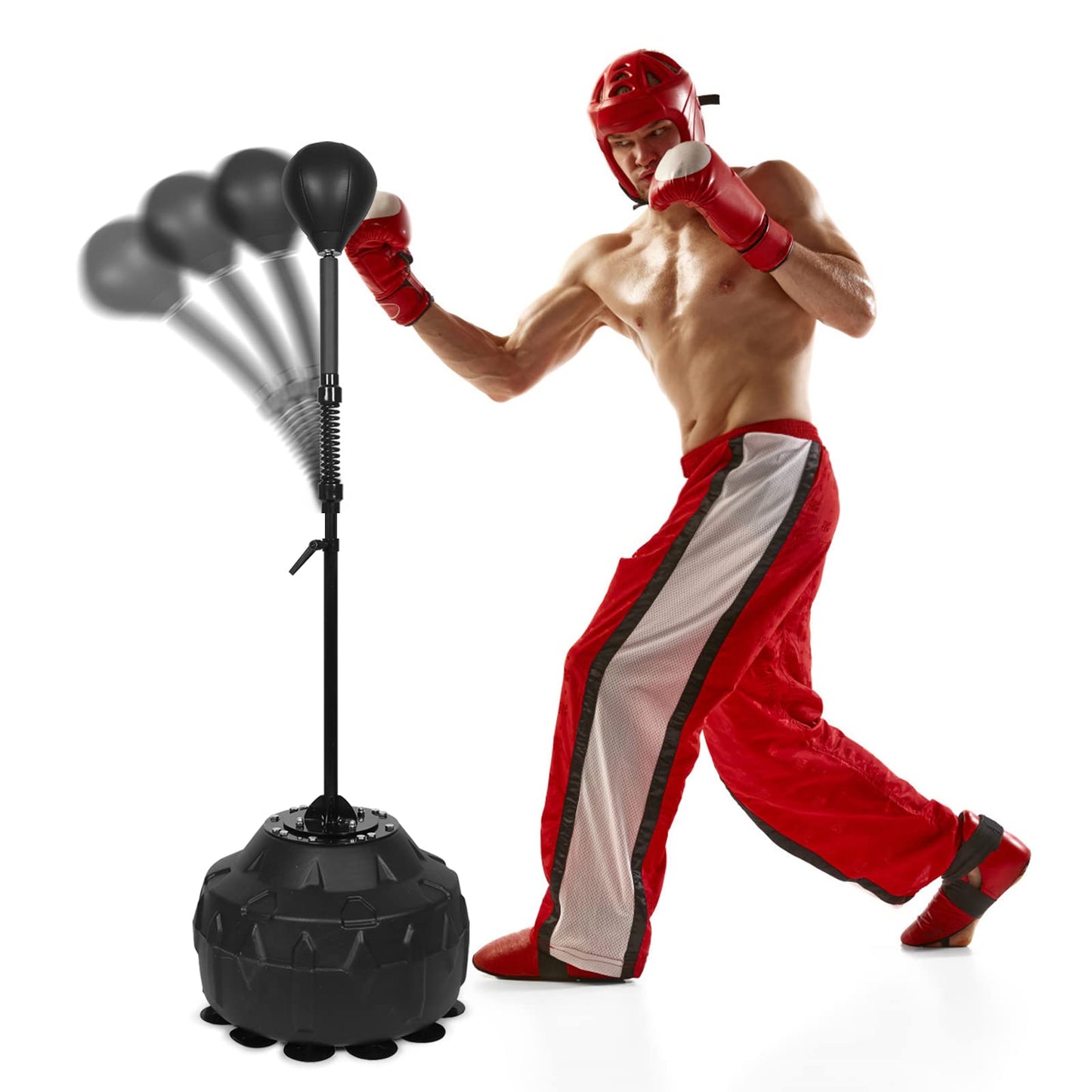 Speed Bar with Thick Base, Reflex Bag Free Standing Boxing Bag with Adjustable Height & Reinforced Spring Strong Durable Relief Stress Ball for Boxer Fitness Person