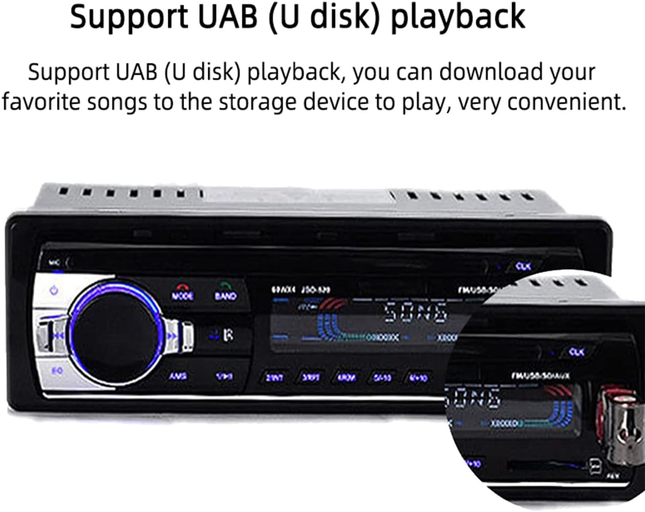 Eaglerich 1 24V MP3 Din Car Radio Audio FM Player USB/SD/AUX Hands Free Calling With Wireless Remote Control