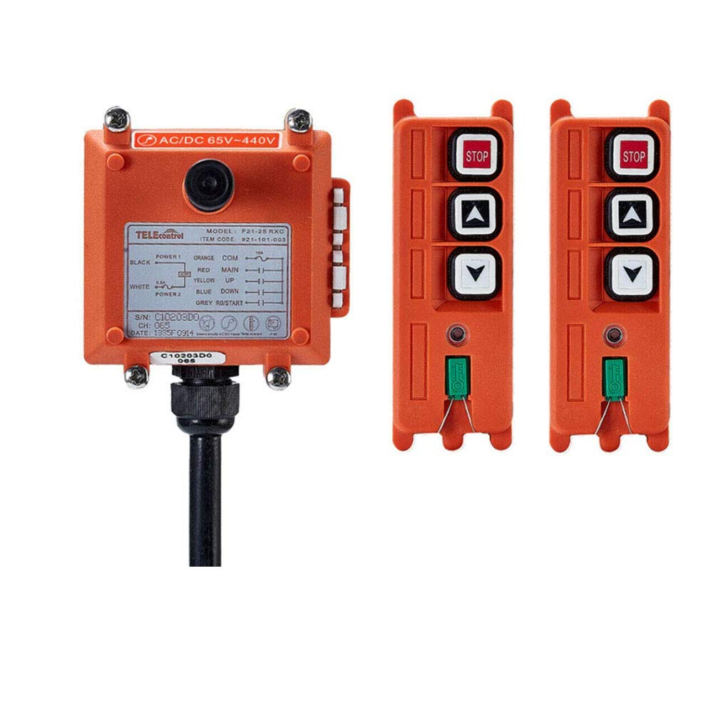 Crane Industrial Radio Remote Control Wireless Transmitter Stop Button 2 Key Switch F21-2S AC/DC (2 Transmitter+1 Receiver) (65V-440V)