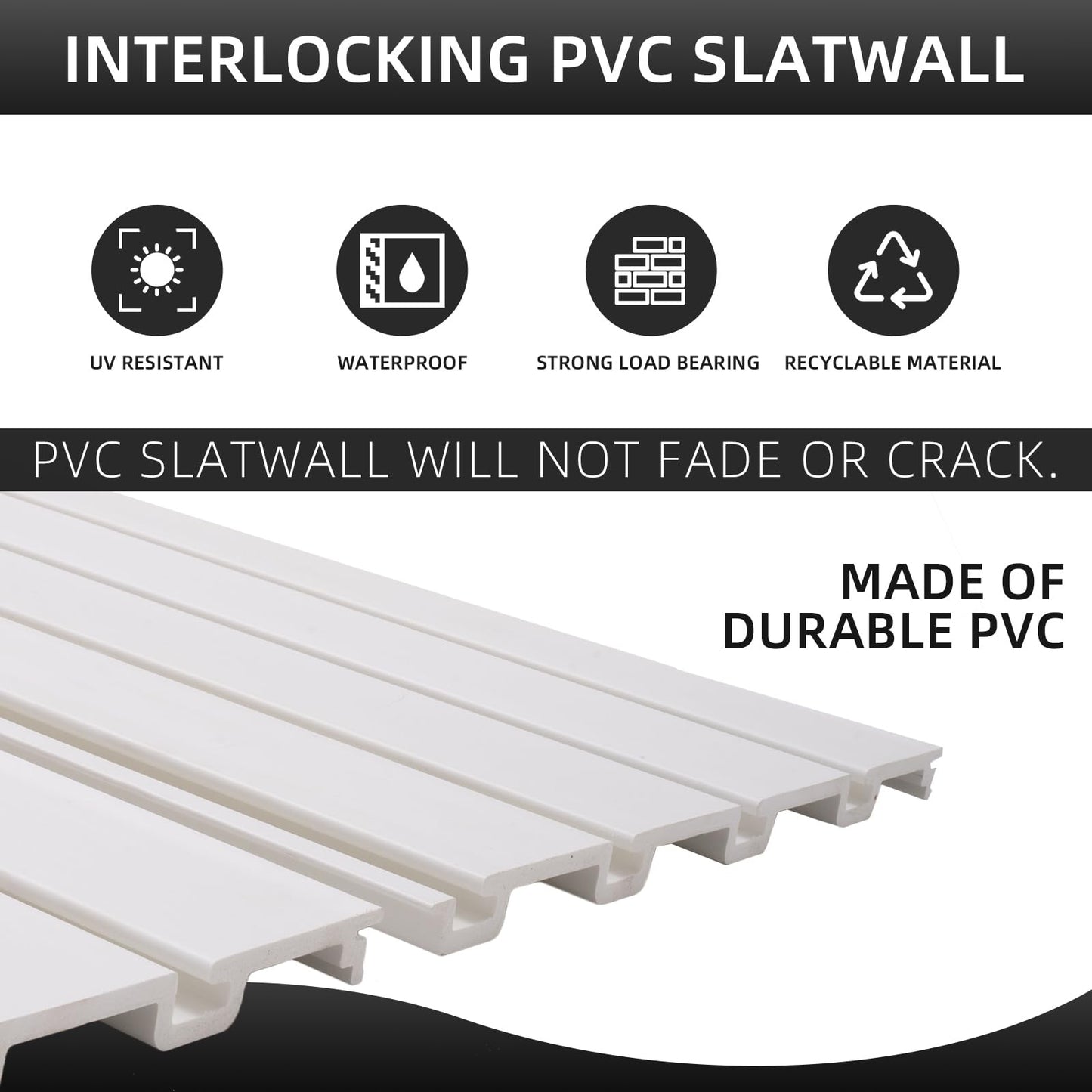 Slatwall Panels 4'x8' Garage Slat Wall Storage Systems Garage Wall Organizer, Garage Tool Organizer Wall Mount Slat Board PVC Wall Panels Garage Storage Organization Product White