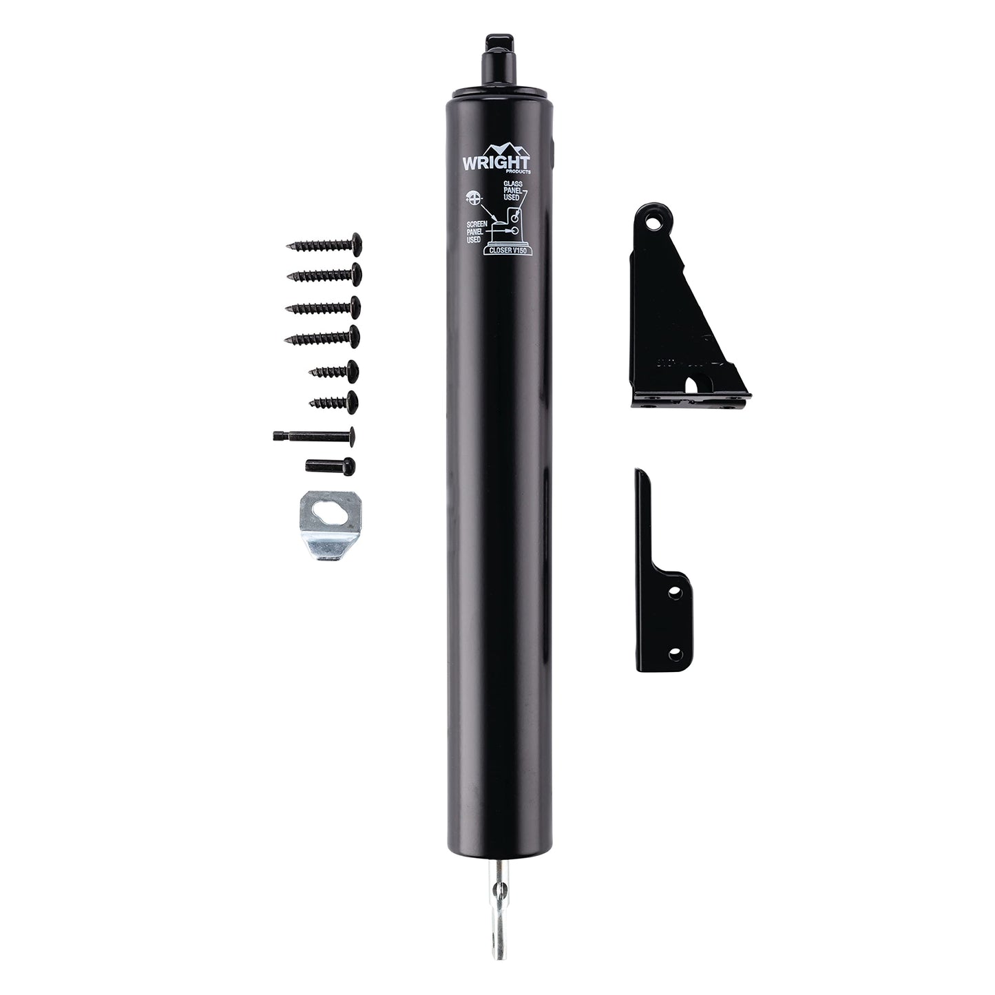 Prime-Line 3809BZ3068-I-WF Woodguard Steel Security Door – Traditional Screen Door Style & Wright Products V150BL Heavy Duty Pneumatic Screen and Storm Door Closer, Black
